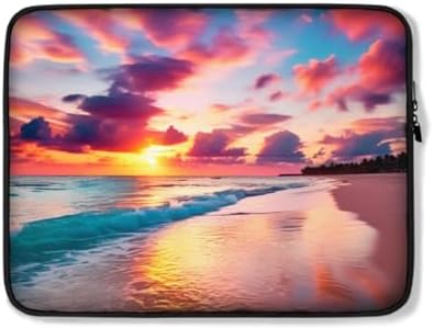 Protective Case Cover Bag for iPad (Regular, Air, Pro 9, 10, 11, 12, 13 inches) Beautiful Sandy Ocean Beach Relaxed Tidal Waves Pink Sunset Design Cute Zippered Sleeve image 5