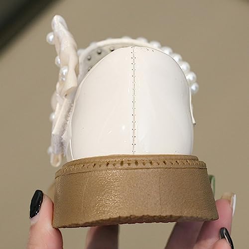 girls sandal size 13 Solid Color Thick Sole Bright Pearl Bow Casual Shoes Party Birthday School3