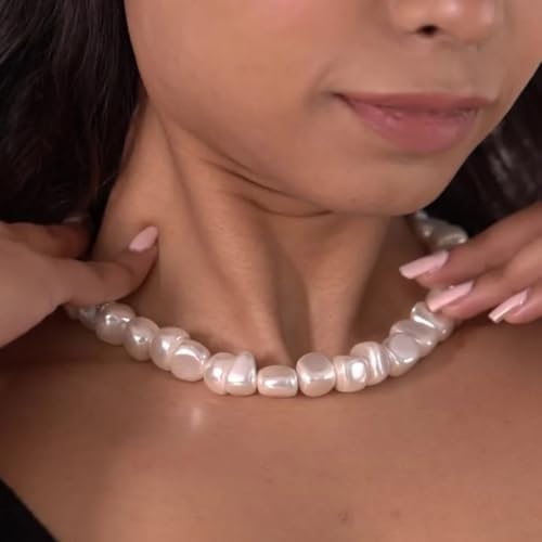 Image of OVANA Pearl Necklace | Fitted With Silver Lock | Statement Necklace | Gifts for Girlfriend | Gift for Sister, Bhabhi | Gifts for Women and Girls | Gift for Her | 925 Silver Hallmarked Lock