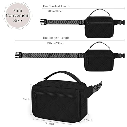 Image of Small Diaper Bag with Portable Changing Pad, Mini Crossbody Diaper FannyPack with Wipes Pocket, Women Waist Bag for Travel (Quilted Black, Large)