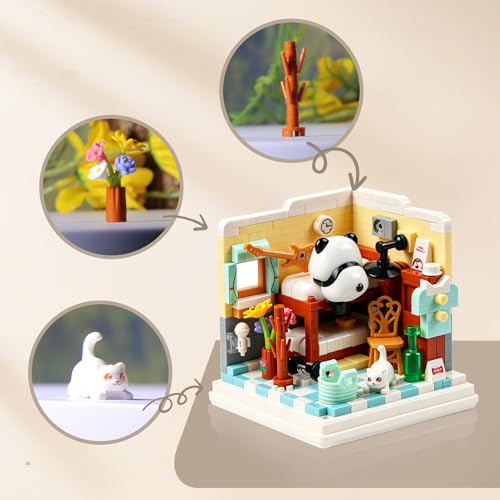 Insgen Panda Bedroom Building Blocks Set with Transparent Dust Cover — view 3