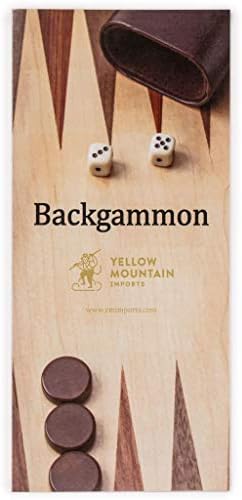 Yellow Mountain Imports Wooden Inlaid Backgammon Set Cascadia - with Acrylic Playing Pieces & Wooden Dice Cups, 43-centimeters Board