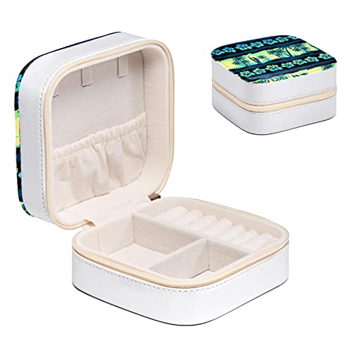 Boîte à bijoux pour colliers et bagues, coffret compact motif surf anti-rayures - 2