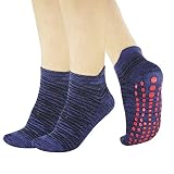 WindCrosser Women's 2 Pairs Purple Leopard Anti Slip Odor Resist Grips Cushioned Ankle Low Cut Pilat