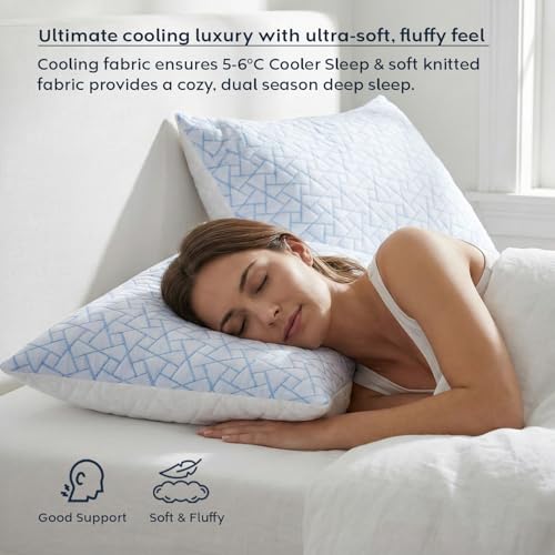 Image of AYKA Premium Cooling Microfiber Pillow for Sleeping, Set of 4 | 17x27 Inch Hotel Luxury Bed Pillows | 100% Virgin Fiber Fill, Soft & Fluffy | Neck Support for Side, Back & Stomach Sleepers