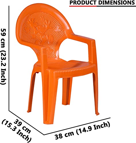 Image of MAHARAJA Mickey Mouse Plastic Chair for Kids | Strong Durable & Portable Study Chairs | Virgin Material Kids Chairs for 2 to 8 Years | Stackable School Chair (Orange, Pack of 2)