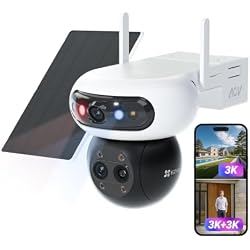 EZVIZ 3K Security Camera Outdoor Wireless,360° Triple-Lens PTZ, CB90F | AI Human Vehicle Detection, 360° PTZ, Color Night Vision, 12x Auto-Zoom Tracking, 10400mAh Solar Powered, IP65