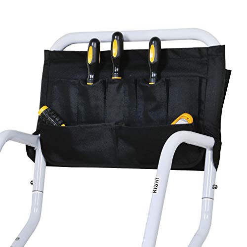 SUPPORT PLUS Folding 3-Step Safety Step Ladder - Padded Side Handrails - Attachable Tool Pouch Caddy