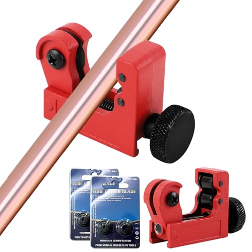 Lvjkes Tagliatubi, 3-22mm Tagliatubi rame con 4 pezzi Lama di Ricambio, Design a doppio cuscinetto, Manopola antiscivolo, Per tagliare tubi metallo morbido, tubi alluminio, tubi rame, tubi plastica