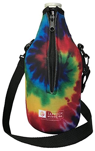 Taproom Supplies 64oz Premium Zip-Up Full Color Growler Beer Coozie with removable adjustable strap Coolie (64 oz, Tie Dye)