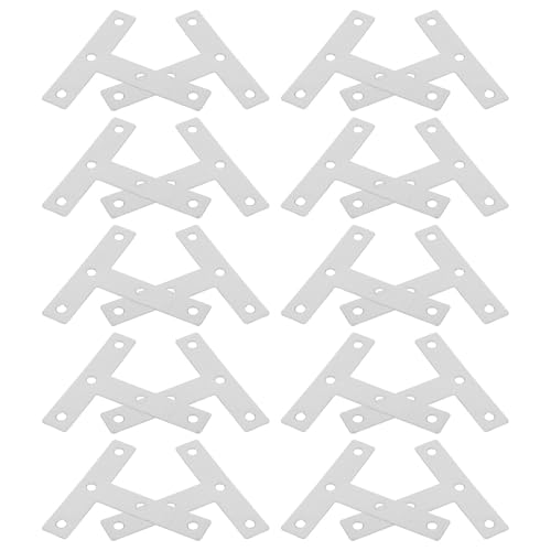 Uonlytech Support de Fixation en Acier Inoxydable Forme T pour Bois et Fenêtres, 20 Pièces, Installation Facile Structure Optimisée en T pour Réparation et Usages Industriels