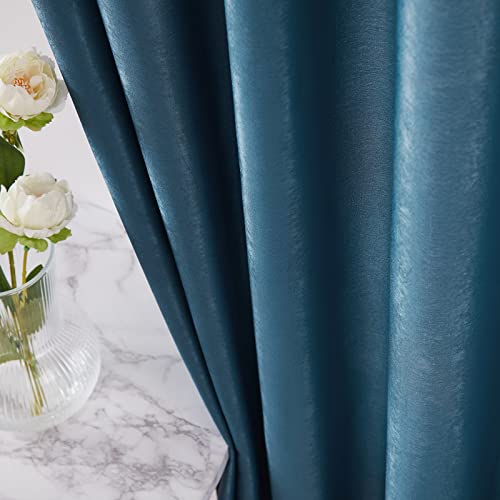 Melodieux Dark Blue Velvety Semi Sheer Curtains 84 Inch Length for Bedroom, Living Room Natural Cotton Texture Rod Pocket Window Sheer Drapes, 52 by 84 Inch (2 Panels) by Melodieux - Image 7