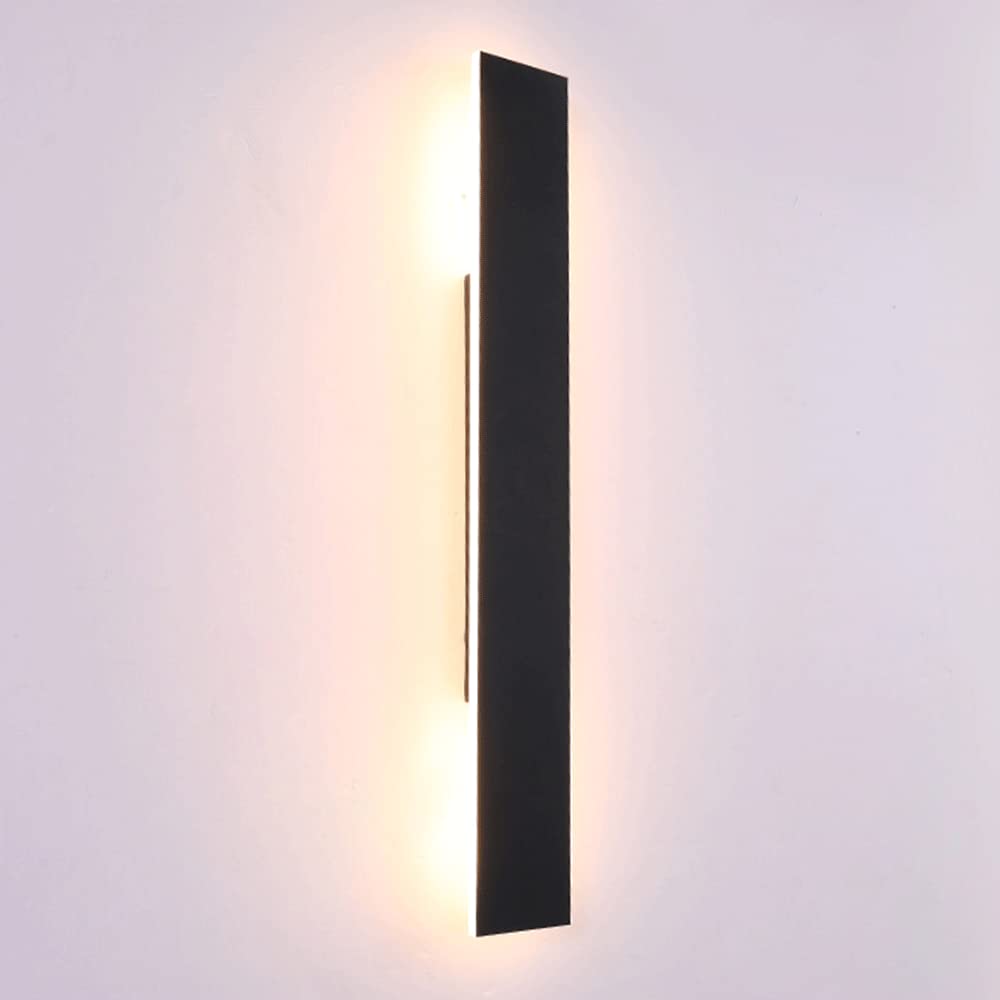 MESOVFCA Ultra-Thin Black Metal LED Wall Light - Dimmable Linear Aluminum Sconce for Living Room, Bedroom, and Corridor(80CM)