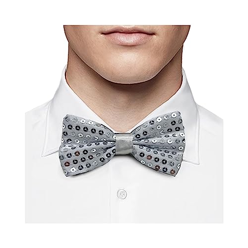 Sequin Banded Bow Ties Men's Adjustable Length Bowtie, Double-Layer Bowtie, Many Colors To Choose From (Sliver) #TOP7