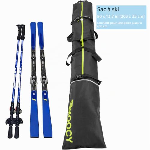 MOPHOEXII MOOCY Sac de Ski pour Voyage en Avion, Non rembourré pour Skis jusqu'à 200 cm, pour Adultes et Enfants – vue 2