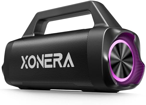 Bluetooth Speakers Wireless, 80W Peak Outdoor Loud Speaker with Bass, 20H Playtime, IPX6 Waterproof, TWS，BT5.3, Portable for Camping Hiking Boating Pool Beach(Black)