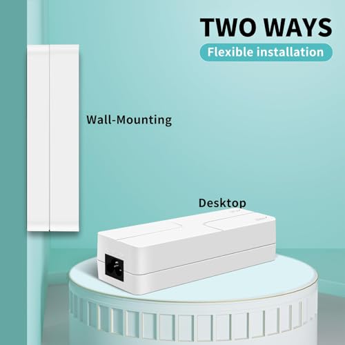 Inyector PoE hasta 60 W, Adaptador PoE de 2,5 Gigabit para cámaras IP y teléfonos IP, distancia de red hasta 100 m, fuente de alimentación PoE certificada UL, blanco miniatura 5