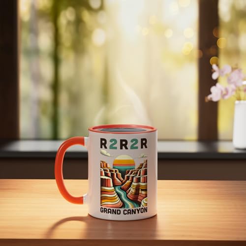 Taza cerámica Vintage Grand Canyon Trail Run Naranja/Blanco miniatura 3