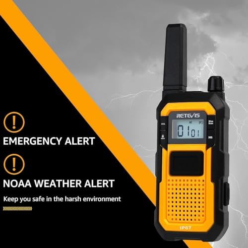 Retevis RB48 Floating Walkie Talkies Long Range, 2 Way Radio with Shoulder Mic, IP67 Waterproof, 2000mAh, Vibration Reminder, Emergency, NOAA,MIL-STD-810H, Heavy Duty Two Way Radios (4 Pack) - 5