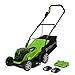 Price comparison product image Greenworks Battery-Powered Lawnmower G24X2LM36K2x (Li-Ion 24VX2 36 cm Cutting Width up to 250m² 40 L Grass Catcher Bag 5-Fold Central Cutting Height Adjustment Including 2x 2 Ah Battery and Charger)