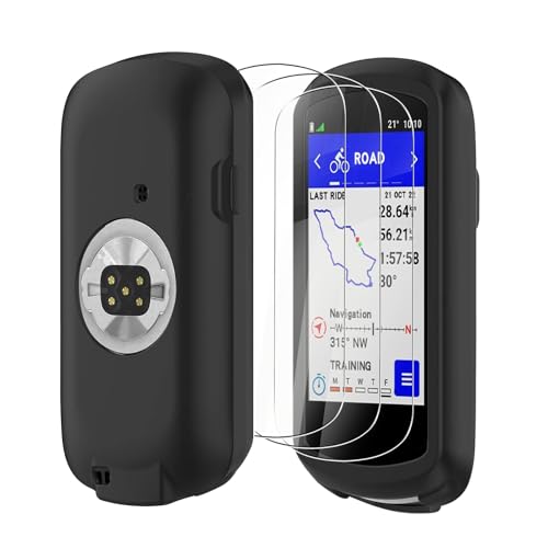 KZIOACSH Case for Garmin Edge 1040/Garmin Edge 1040 Solar, Ultra Slim Soft Silicone Shock-Absorption Case Protector Lightweight Bike GPS Protective cover with 3 Tempered Glass