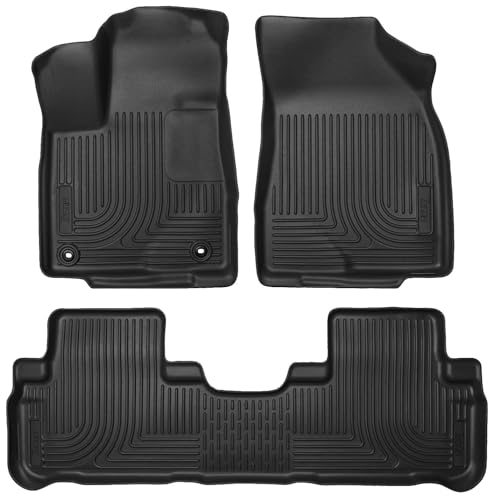 Husky Liners Weatherbeater Floor Mats | Fits 2014-2019 Toyota Highlander (Excludes Hybrid) | Front & 2nd Row, 3-pc Black - 99601