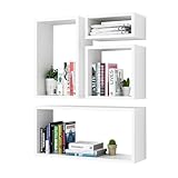 Kaboon Wall Mount Shelf Set of 4, Floating Cube Shelves for Space Discovery Home and Commercial Use, Large Size Shelves Set, White