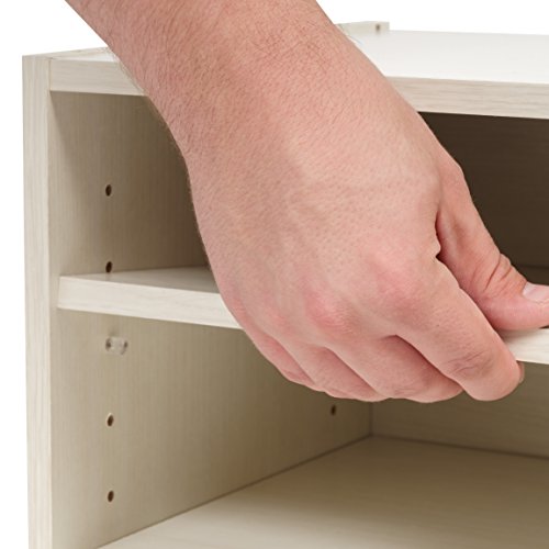 Image of IRIS USA, Inc. 3-Shelves Modular Wood Stacking Storage Box, for Office Closet and Nightstand, Easy Assembly, Customizable, Stacking Storage Boxes, White