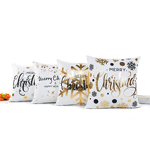 Pillow Covers 18X18 Set Of 4,Wakeu Cushion Case With Zipper 18X18,Merry Christmas Decorations (01) #TOP1