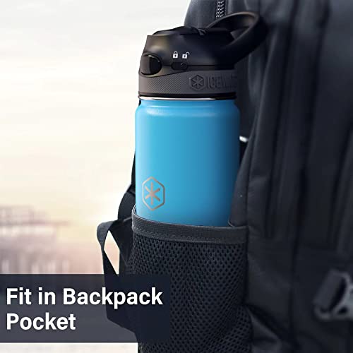 Icewater-24 Oz,Insulated Water Bottle With Straw,Stainless Steel,Bpa-Free,Powder Coated,Lockable Lid,Leak Proof,Pop-Up Top,One-Handed Operation (24 Oz, Blue) #TOP4