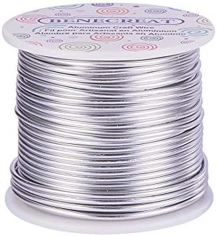 BENECREAT 30 m Anodised Aluminium Wire, Crafts, Edged Aluminium Craft Wire, Floral Coloured (2 mm-Silver)