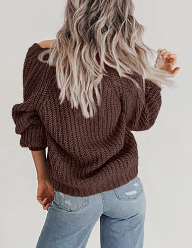 Image of Zeagoo Women's 2026 Fall Chunky Knit Cardigans Open Front Long Sleeve V Neck Button Loose Cardigan Sweaters