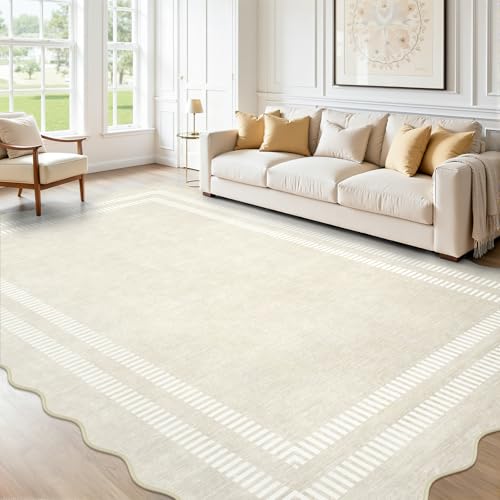 LORWER Washable 6x9 Ivory Area Rug for Living & Bedroom