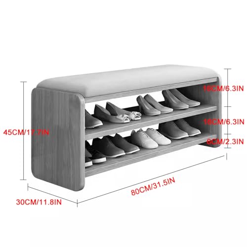 Siège rembourré et banc à chaussures L80 cm avec étagère de rangement intégrée - 3