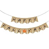 Happy Fall Y'all Banner Burlap | Fall Banner | Fall Decor | Fall Decorations | Fall Party Decorations | Thanksgiving Decoration