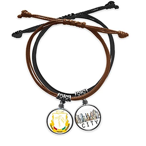 Bracelet Guinée Afrique emblème national cuir sidi chaîne corde ajustable homme femme