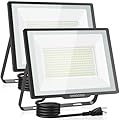 2PACK 240W LED Flood Lights Outdoor, 24000lm LED Work Light with Plug, 6500K LED Flood Light Daylight White Outdoor Lighting, IP66 Waterproof Security Flood Lights for Stadium Yard Garage Playground