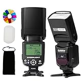 AMBITUOUS AF970 Flash Speedlite for Canon Nikon Sony Olympus Fuji Panasonic, 2.4G Wireless, Recycle Time 0.1-2.5s, Adjustable Flash Head W/LCD Panel & Single-Contact Hotshoe