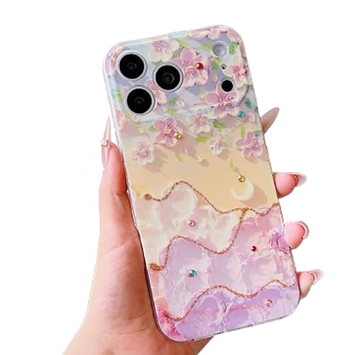 Coque iPhone 17 Pro de luxe motif peinture à l'huile vintage florale en TPU