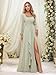Pleated Bridesmaid Dresses Plus Size Chiffon Evening Gowns Long Sleeves Ruffle Formal Wedding Guest Dress Maxi Sage Green US18W