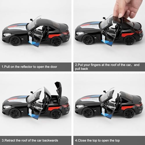 Image of Invite 1:24 Scale B-M-W Z4 Die-Cast Model Car - Alloy Metal Pullback Toy Car with Openable Doors, Lights & Music - Luxury Sports Car Toy for Kids & Collectors (1:24 B-M-W Z4-Black Color)