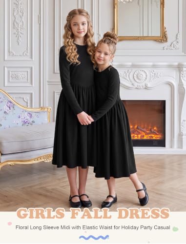 HOZIY Girls Black Dress Long Sleeve Fall Winter Casual Maxi Formal Dresses - image 8