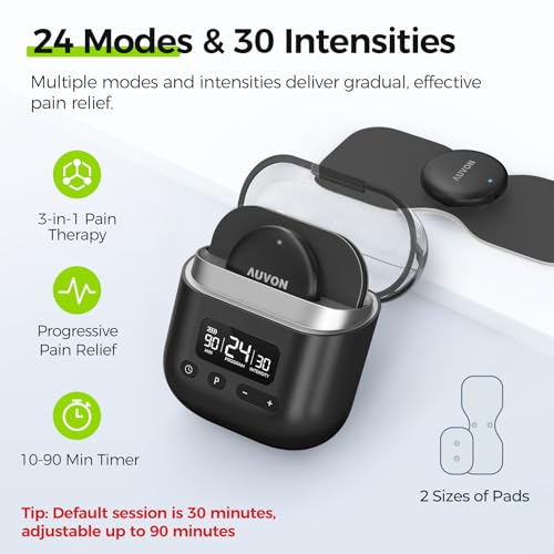 Image of AUVON Wireless 24 Modes TENS Unit Muscle Stimulator for Pain Relief, 6 Pads | Smart Rechargeable EMS Massager, Pocket-Size TENS Machine, Drug-Free Pain Relief for Neck, Back & Shoulder, 6 Premium Pads