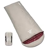 YOGOTO 冬用 寝袋 高級ダウン グラフェンコットン シュラフ 封筒型 1.7kg 2.2kg コンパクト 400T撥水加工 2人用に連結可能 スリーピングバック キャンプ用 車中泊 登山 防災 避難用 最低温度 -15度 圧縮スタッフバッグ付き カーキ色 左ジッパー 2.2kg