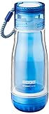 Zoku 12oz Glass Core Bottle, Blue | Double-Wall Suspended Durable Glass | Leakproof Hygienic Locking...