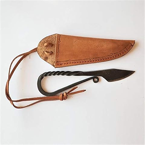 CRAFTOMATIK Medieval Knife Lady Striker Hand Forged Knife 15 cm Carbon Steel + Knife Bag LARP HFK02 Cover