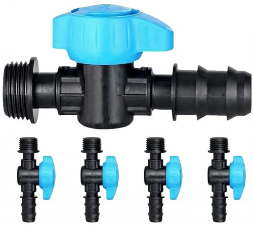APPSTER 100pcs Barbed Ball Valve for Drip Irrigation Line Tubing Fittings, Sprinkler Systems | Connector with Tap Joiner Regulator Water Flow Adjuster | Pipe Joint Connector (20mm X 1/2" Male Thread)