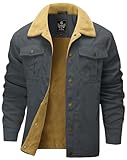 Flygo Men's Winter Jackets Sherpa Lined Fleece Trucker Jacket Thick Warm Lapel Work Cargo Coat Outerwear(Darkgrey-XL)
