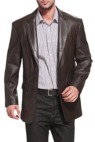 BGSD Men Richard Classic Leather Blazer Lambskin Sport Coat Jacket (Regular, Big & Tall and Short)