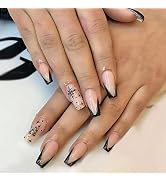 Snowflake Fake Nails Christmas Press on Nails Medium Length Glossy Square False Nails Winter Xmas...